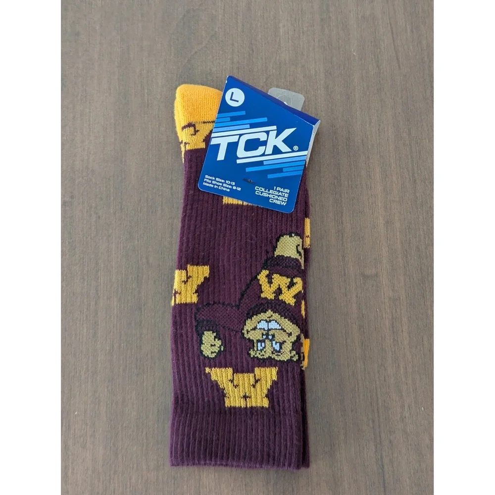 TCK Minnesota Golden Gophers Socks Mens Large Maroon Gold Mascot Collegiate Crew